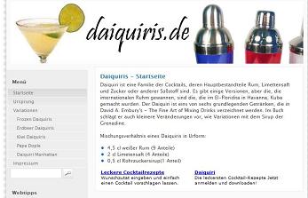 Daiquiris.de informiert über Cocktails, im Speziellen über Daiquiris